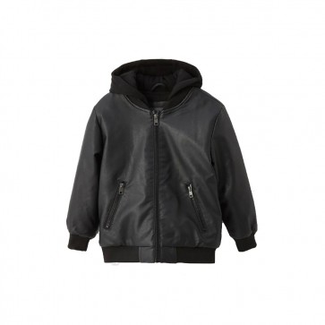 sewa-Pakaian & Kostum-LC Waikiki Kids Hooded Leather Look Boys Coat