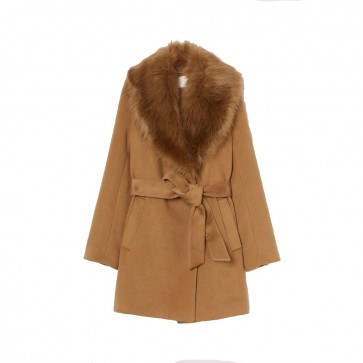 sewa-Pakaian & Kostum-H&M Dark Beige Coat With Faux Fur Collar (Dewasa)