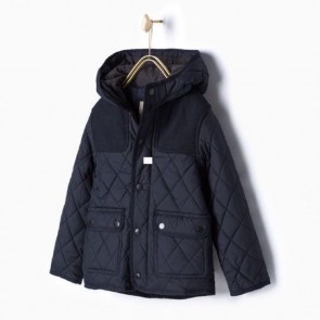 sewa-Perlengkapan Musim Dingin-Zara Boys Quilted Navy Jacket with Hood
