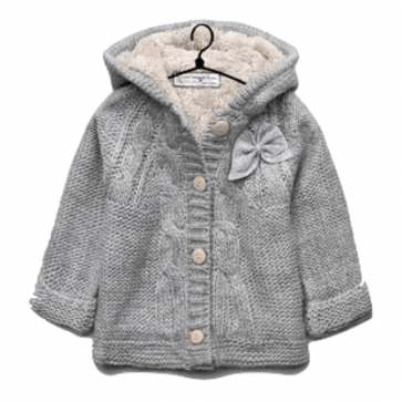 sewa-Perlengkapan Musim Dingin-Zara Cable Knit Coat With Bows (12-18 month)