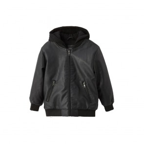 sewa-Pakaian & Kostum-LC Waikiki Kids Hooded Leather Look Boys Coat