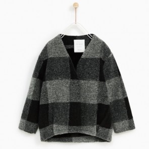 sewa-Perlengkapan Musim Dingin-Zara Checked Jacket With Faux Fur
