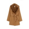 H&M Dark Beige Coat With Faux Fur Collar (Dewasa)